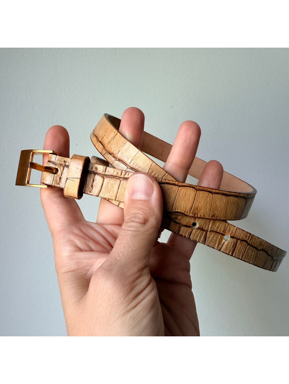 Fabio Corti Genuine Leather Crocodile Pattern Belt Made in Italy - Size L